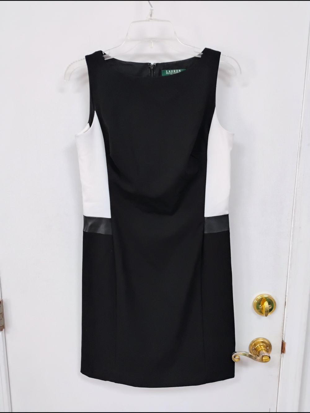 Lauren Ralph Lauren Black White Colorblock Sheath Dress Size 4